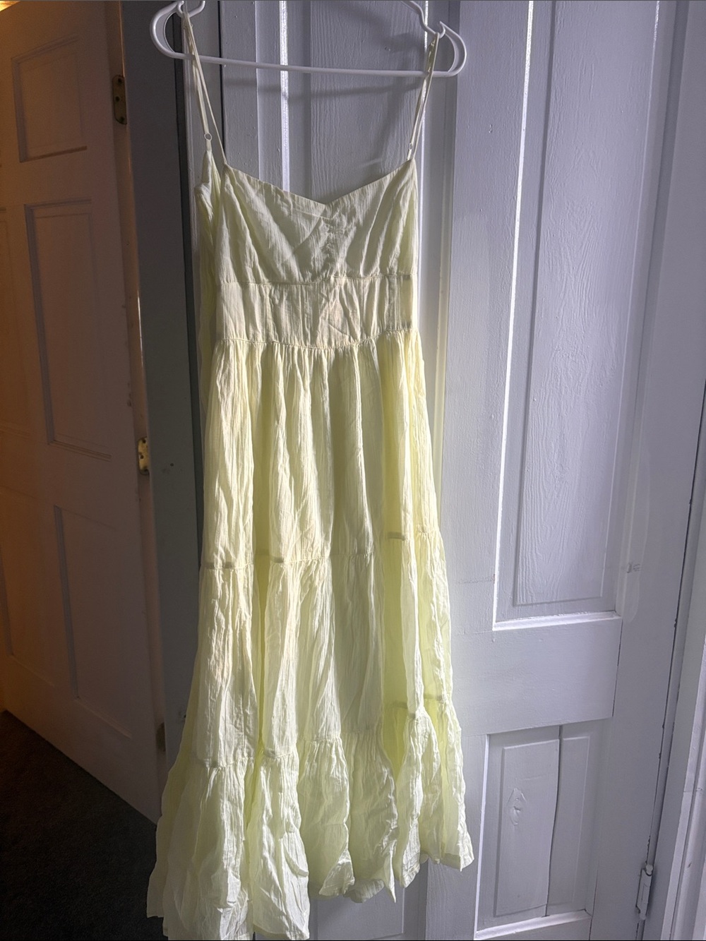 Women’s Yellow Tiered Spaghetti Strap Dress